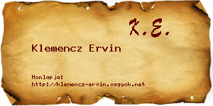 Klemencz Ervin névjegykártya