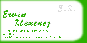 ervin klemencz business card